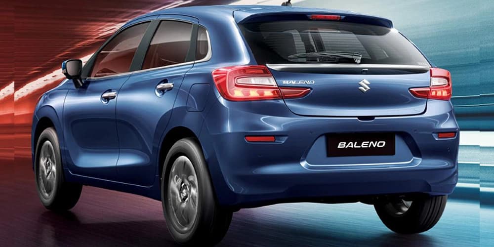 Sporty rear design with LED taillights in Maruti Baleno