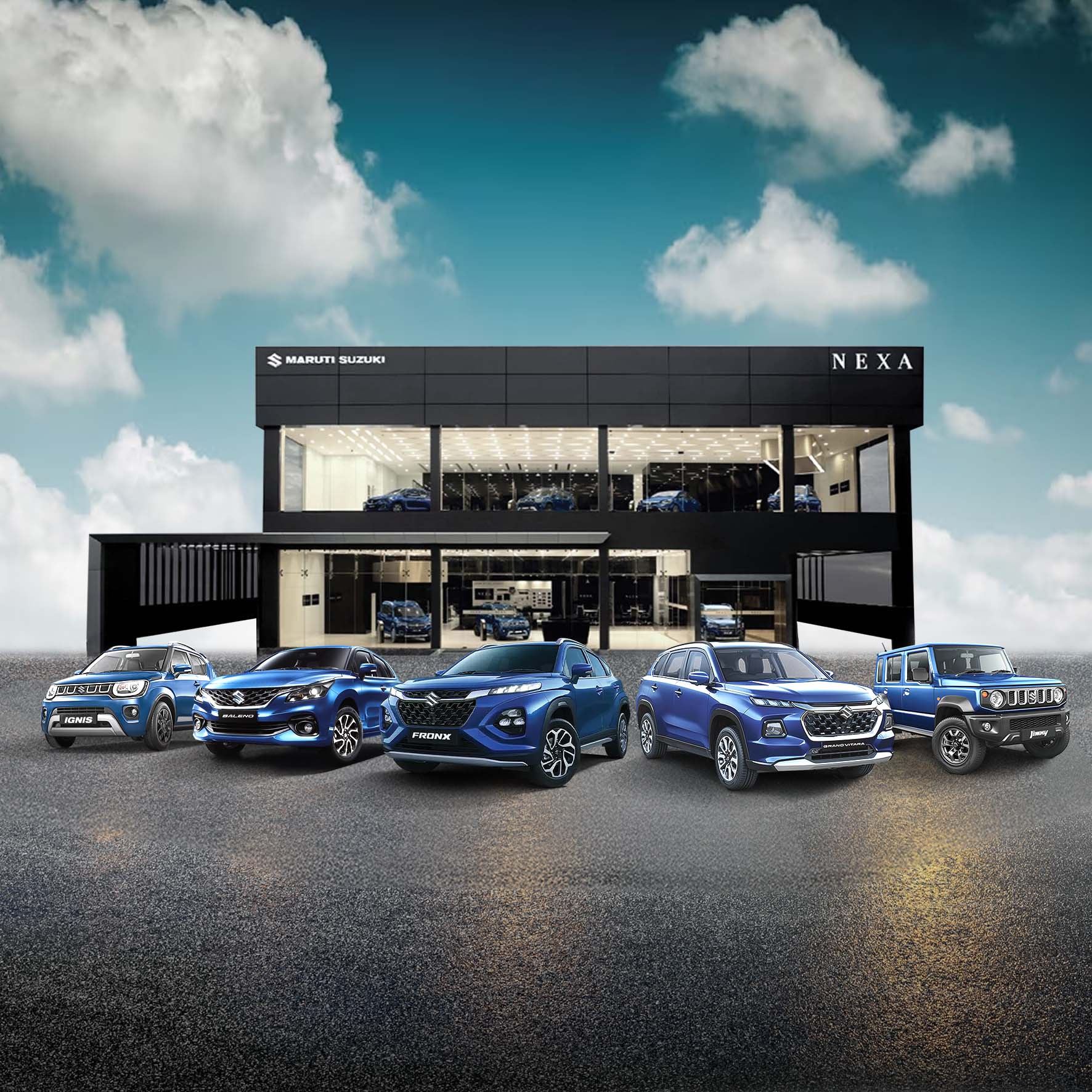 Shivam NEXA showroom with the full NEXA car lineup